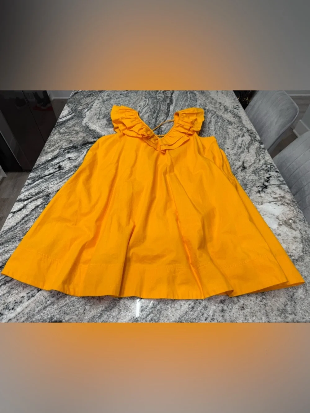 NWOT Maeve Sunrise Ruffle V-Neck Mini Dress - Yellow L - Picture 12 of 13